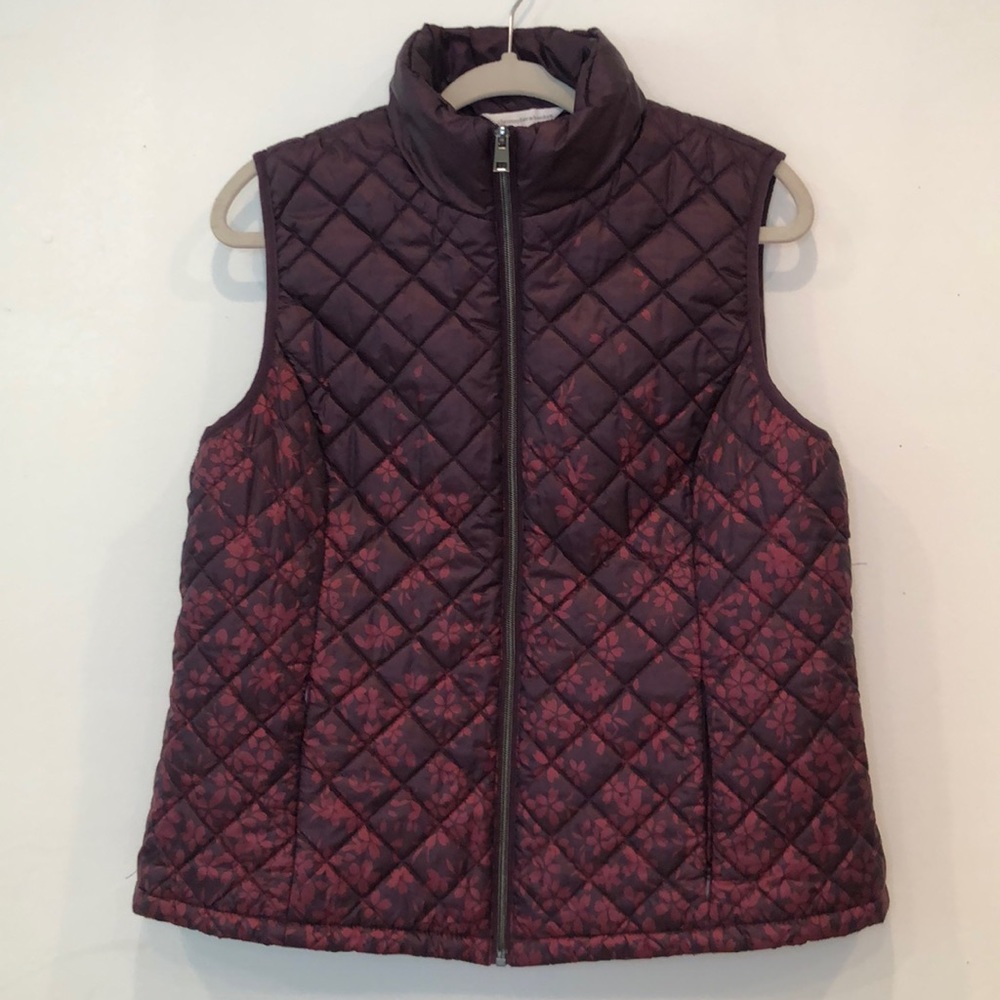 Christopher & Banks Puffy Vest Floral Print